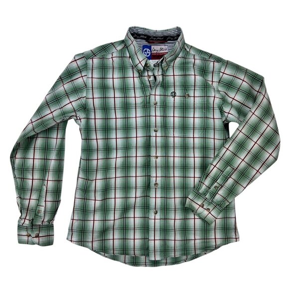 Wrangler George Strait Button Down Boys Green/Red Long Sleeve Size XL - Picture 8 of 8